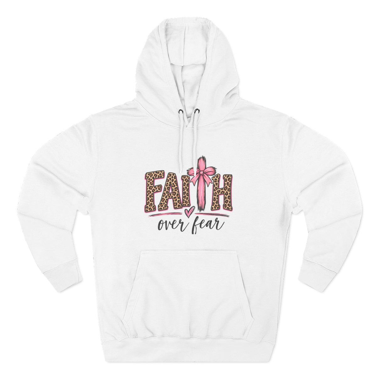 Faith Over Fear Hoodie — Leopard Print Ribbon Christian Pullover