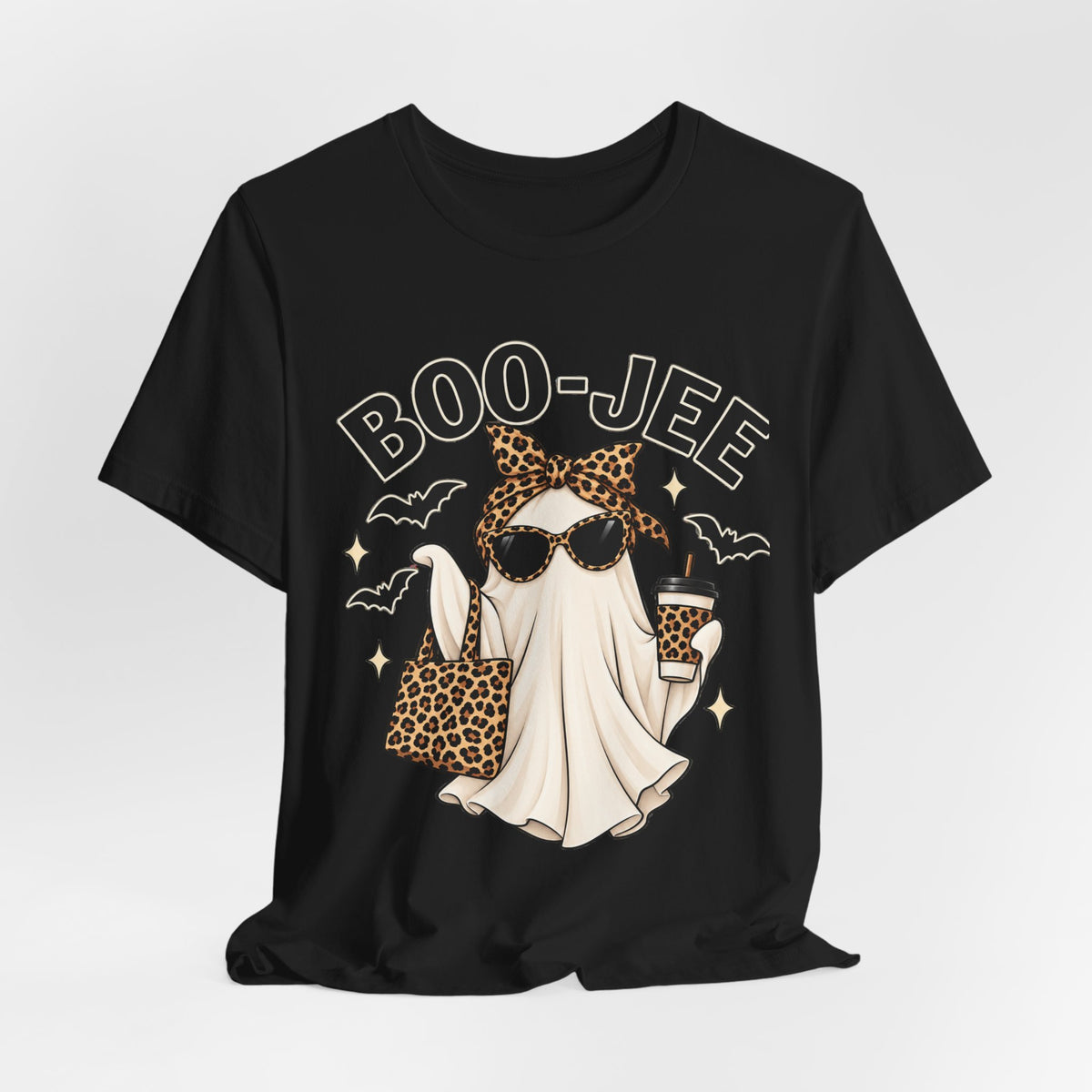 Boo-Jee Ghost Leopard Print Halloween Tee