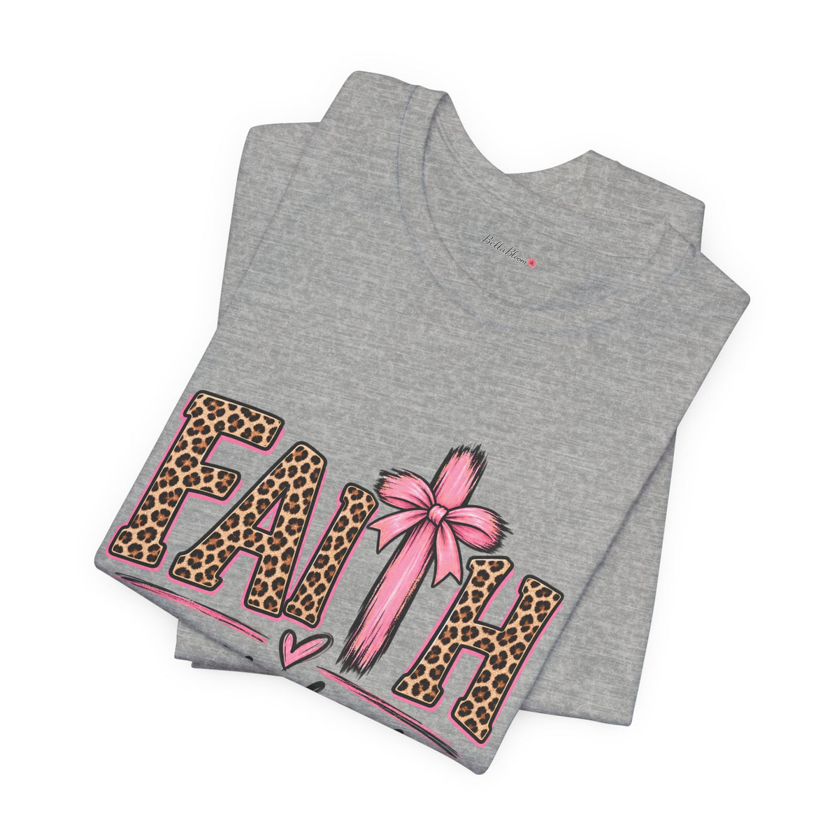 Faith Over Fear Leopard Print T-Shirt — Pink Bow Inspirational Tee
