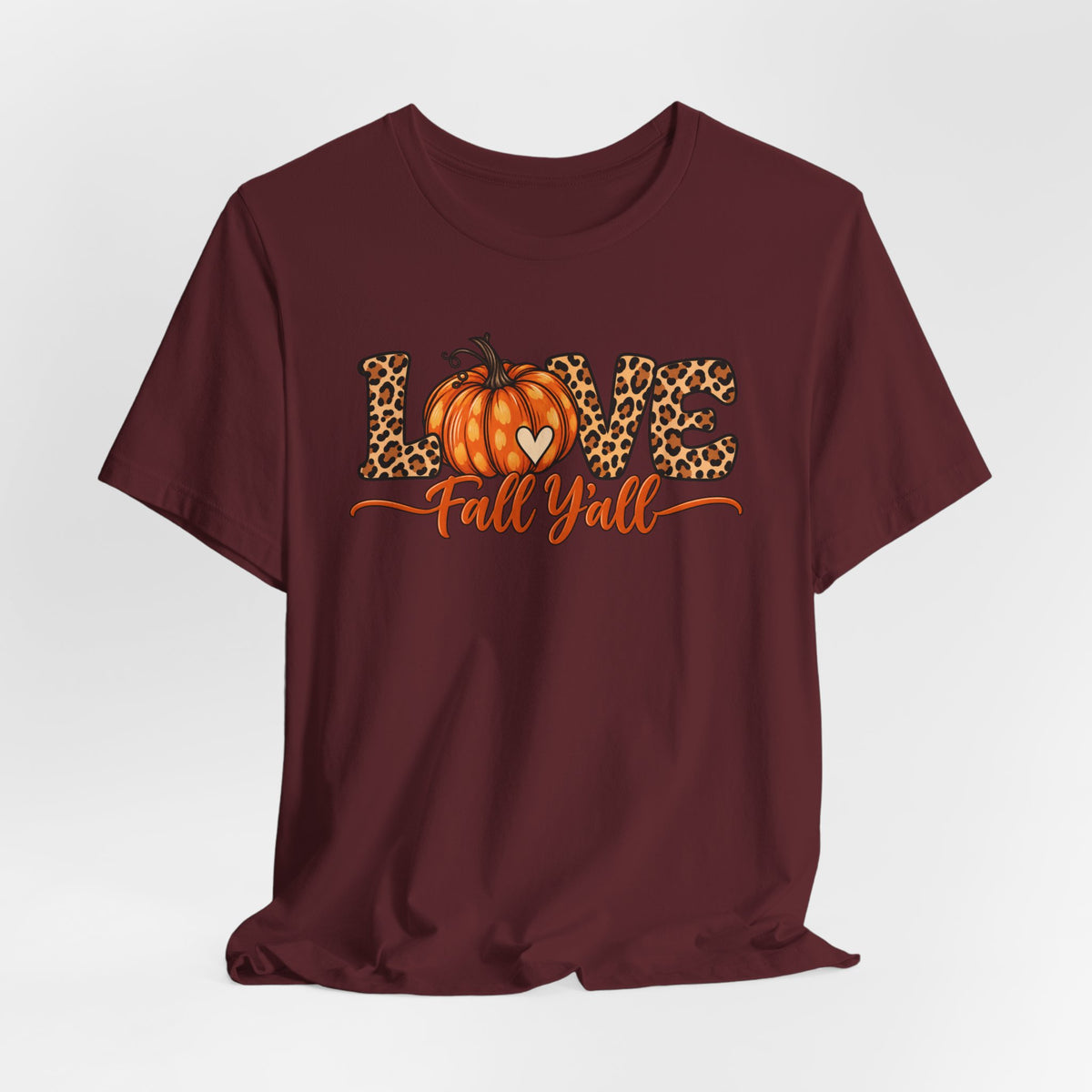 Love Fall Y'all Pumpkin Leopard Tee