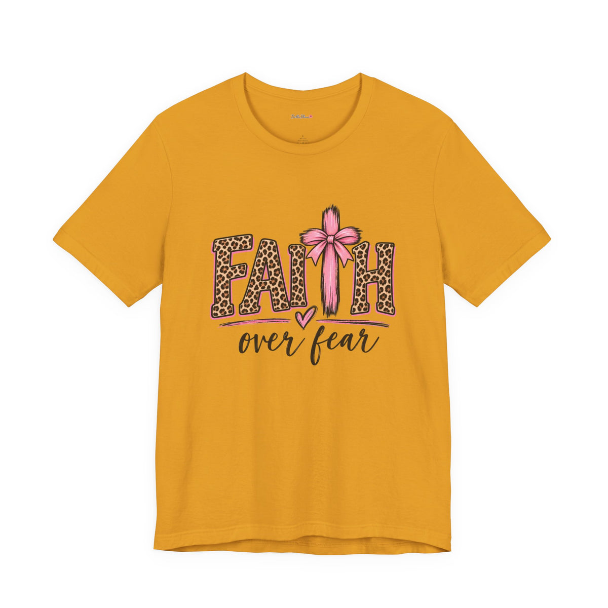 Faith Over Fear Leopard Print T-Shirt — Pink Bow Inspirational Tee