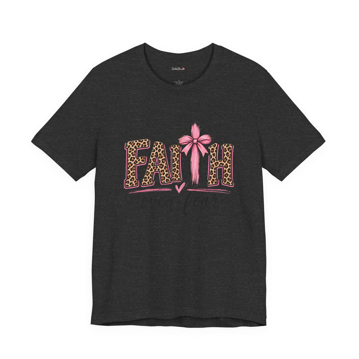 Faith Over Fear Leopard Print T-Shirt — Pink Bow Inspirational Tee