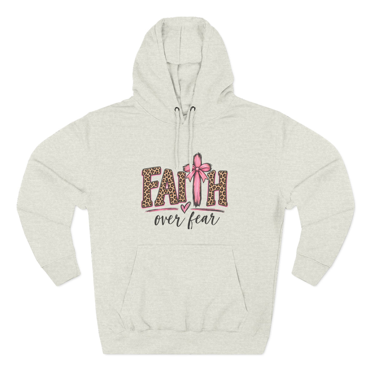 Faith Over Fear Hoodie — Leopard Print Ribbon Christian Pullover