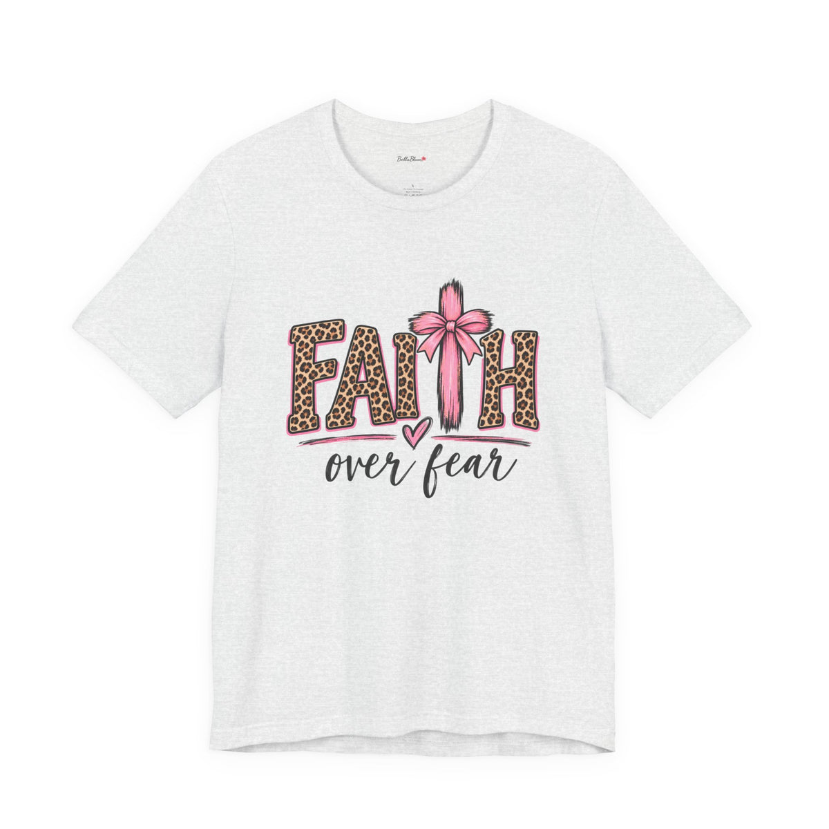 Faith Over Fear Leopard Print T-Shirt — Pink Bow Inspirational Tee