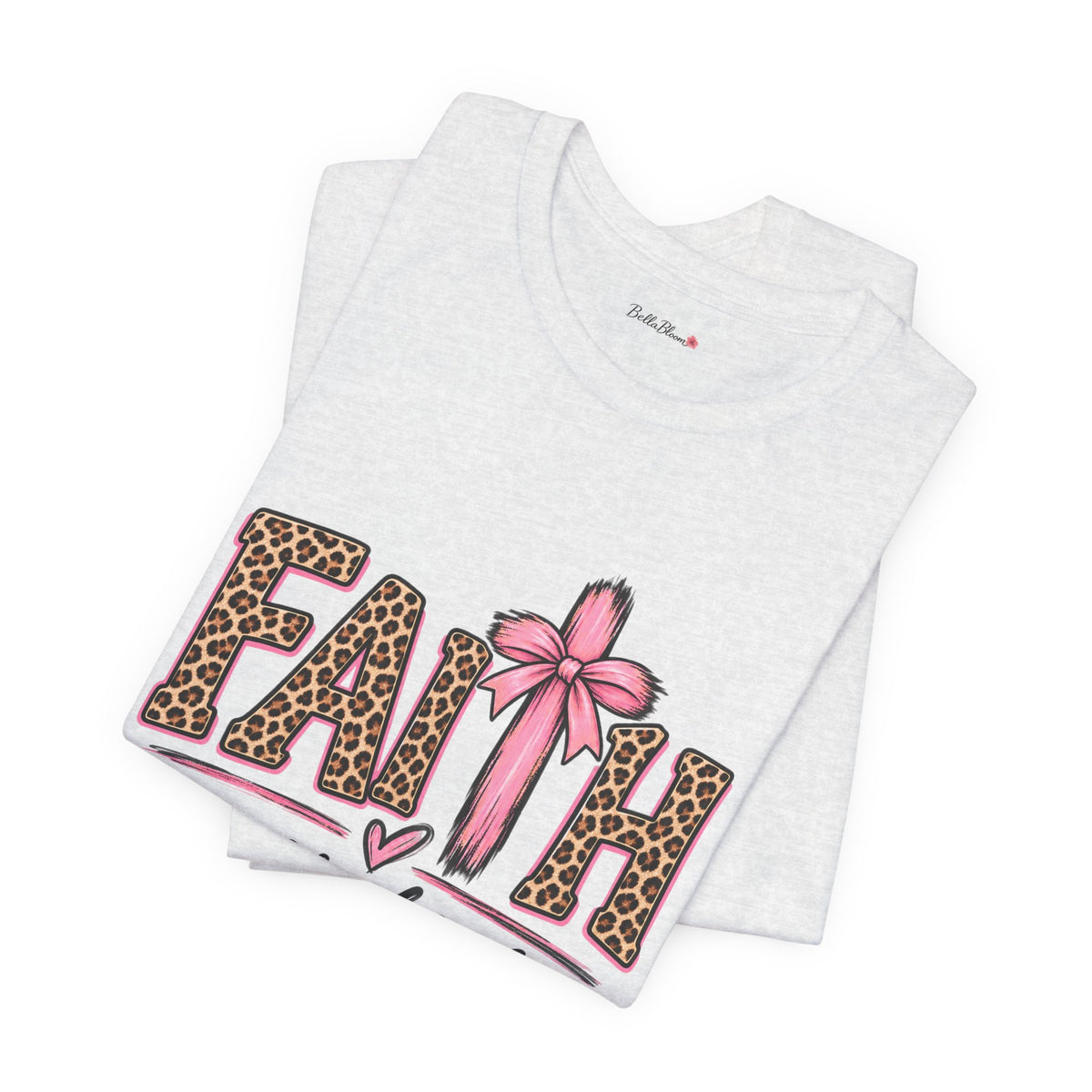 Faith Over Fear Leopard Print T-Shirt — Pink Bow Inspirational Tee