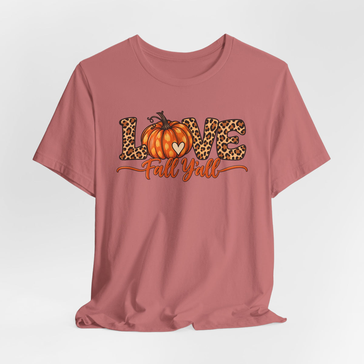 Love Fall Y'all Pumpkin Leopard Tee