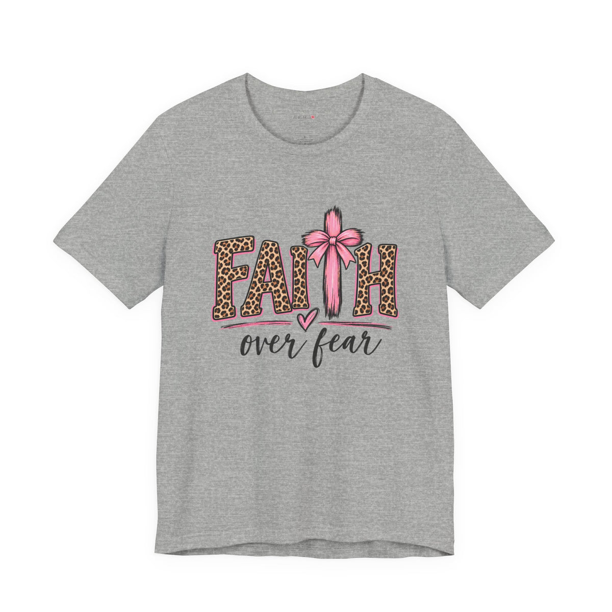 Faith Over Fear Leopard Print T-Shirt — Pink Bow Inspirational Tee