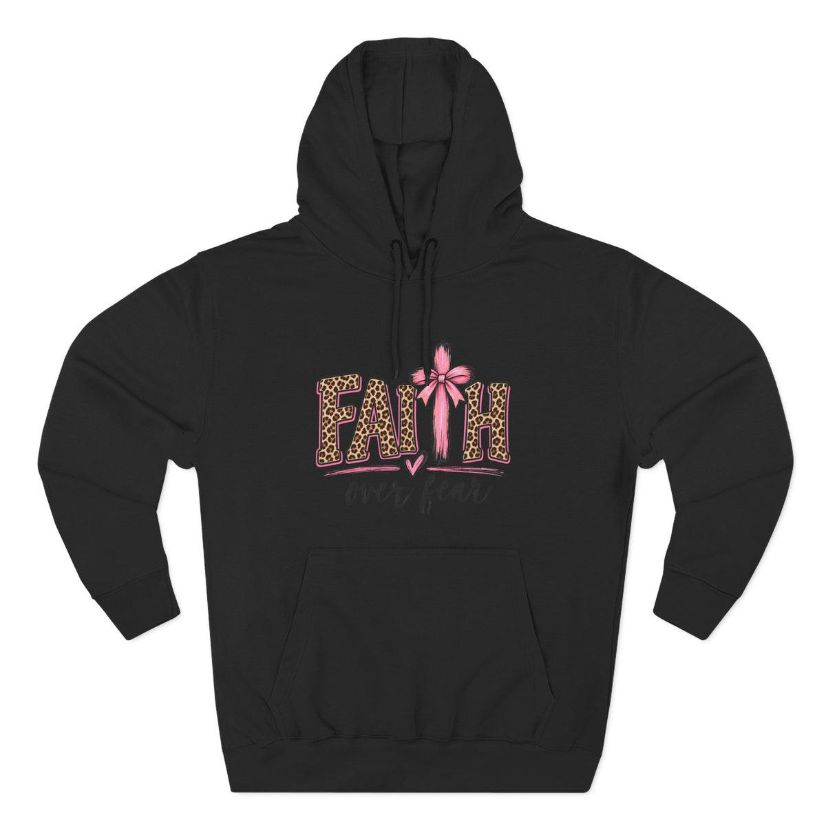 Faith Over Fear Hoodie — Leopard Print Ribbon Christian Pullover