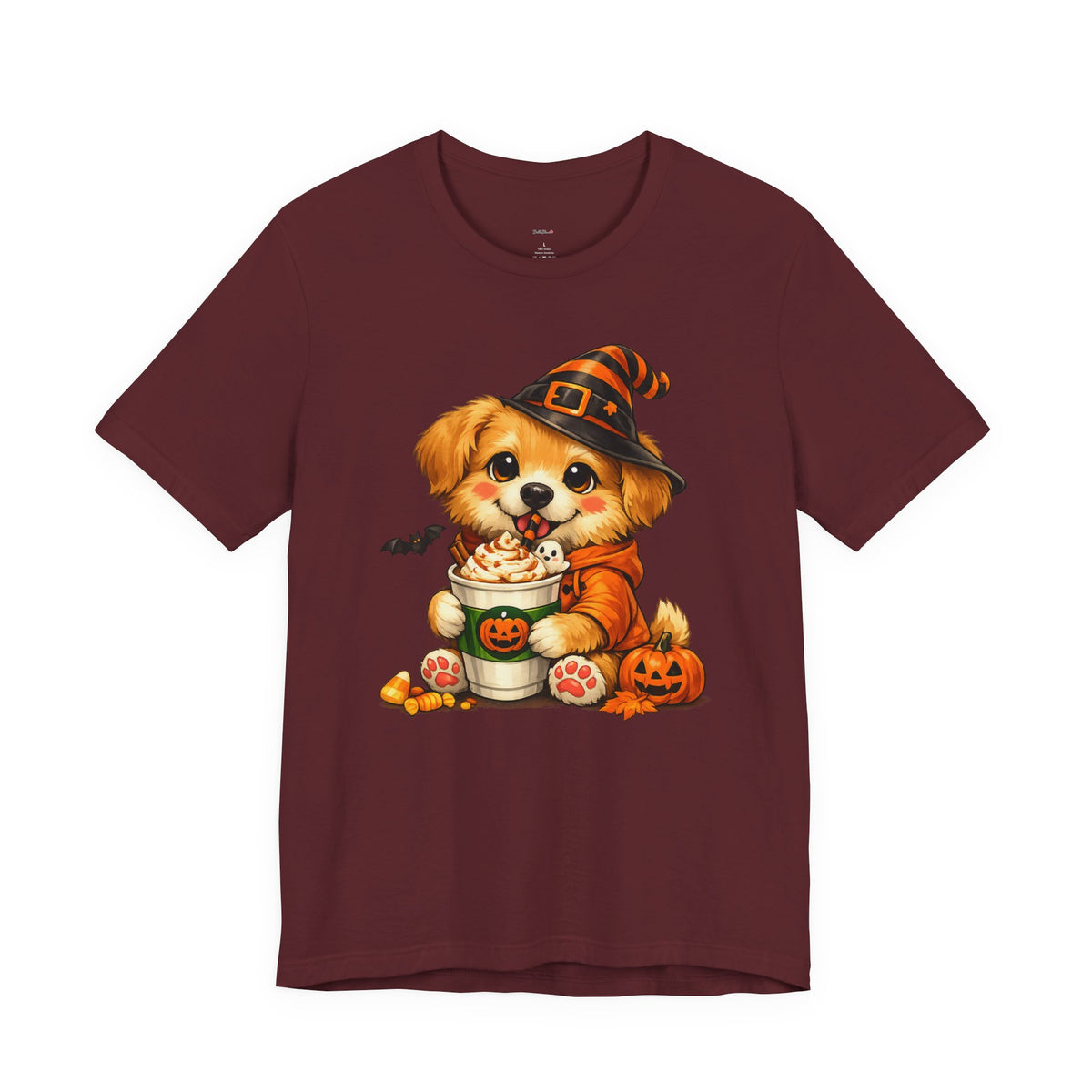 Halloween Puppy Tee — Cute Corgi in Witch Hat with Pumpkins