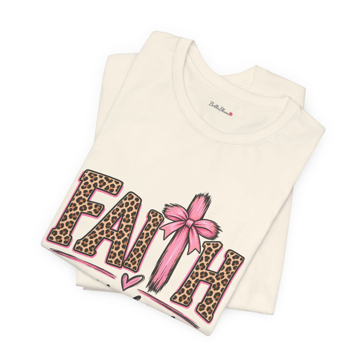 Faith Over Fear Leopard Print T-Shirt — Pink Bow Inspirational Tee