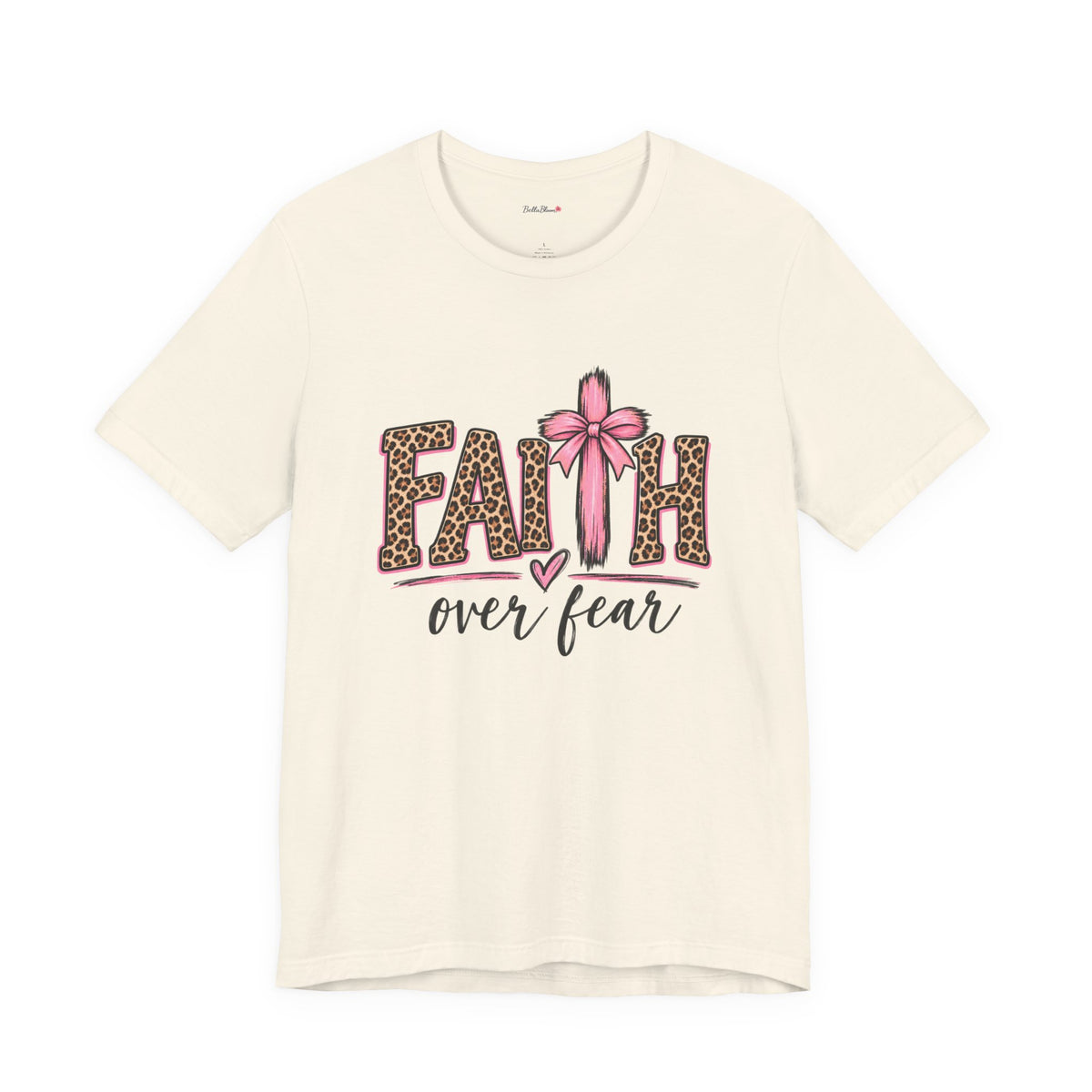 Faith Over Fear Leopard Print T-Shirt — Pink Bow Inspirational Tee