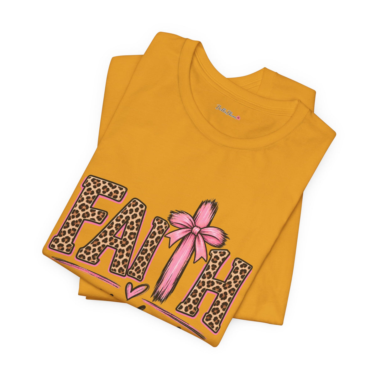 Faith Over Fear Leopard Print T-Shirt — Pink Bow Inspirational Tee