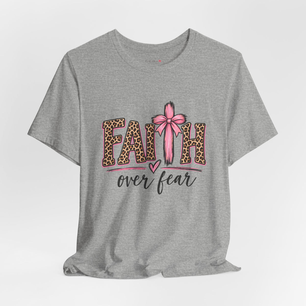 Faith Over Fear Leopard Print T-Shirt — Pink Bow Inspirational Tee