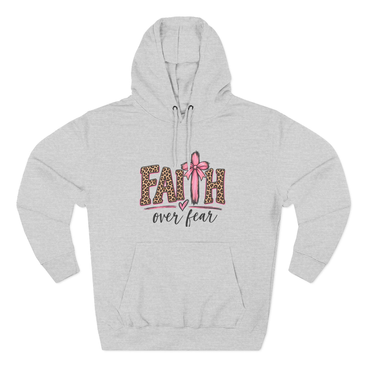 Faith Over Fear Hoodie — Leopard Print Ribbon Christian Pullover