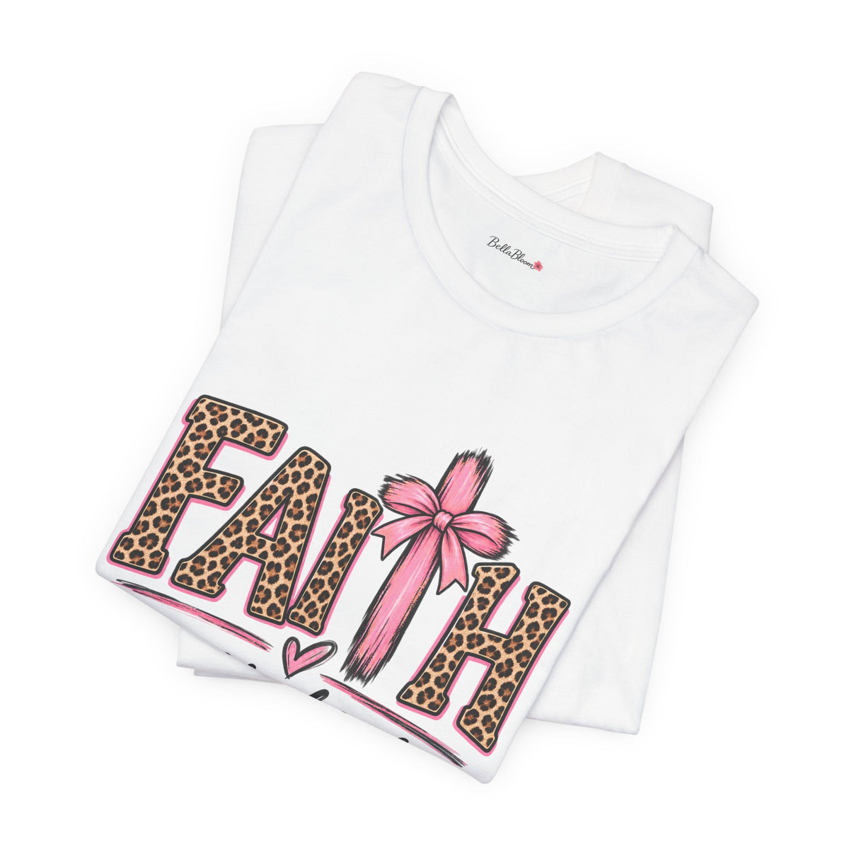 Faith Over Fear Leopard Print T-Shirt — Pink Bow Inspirational Tee