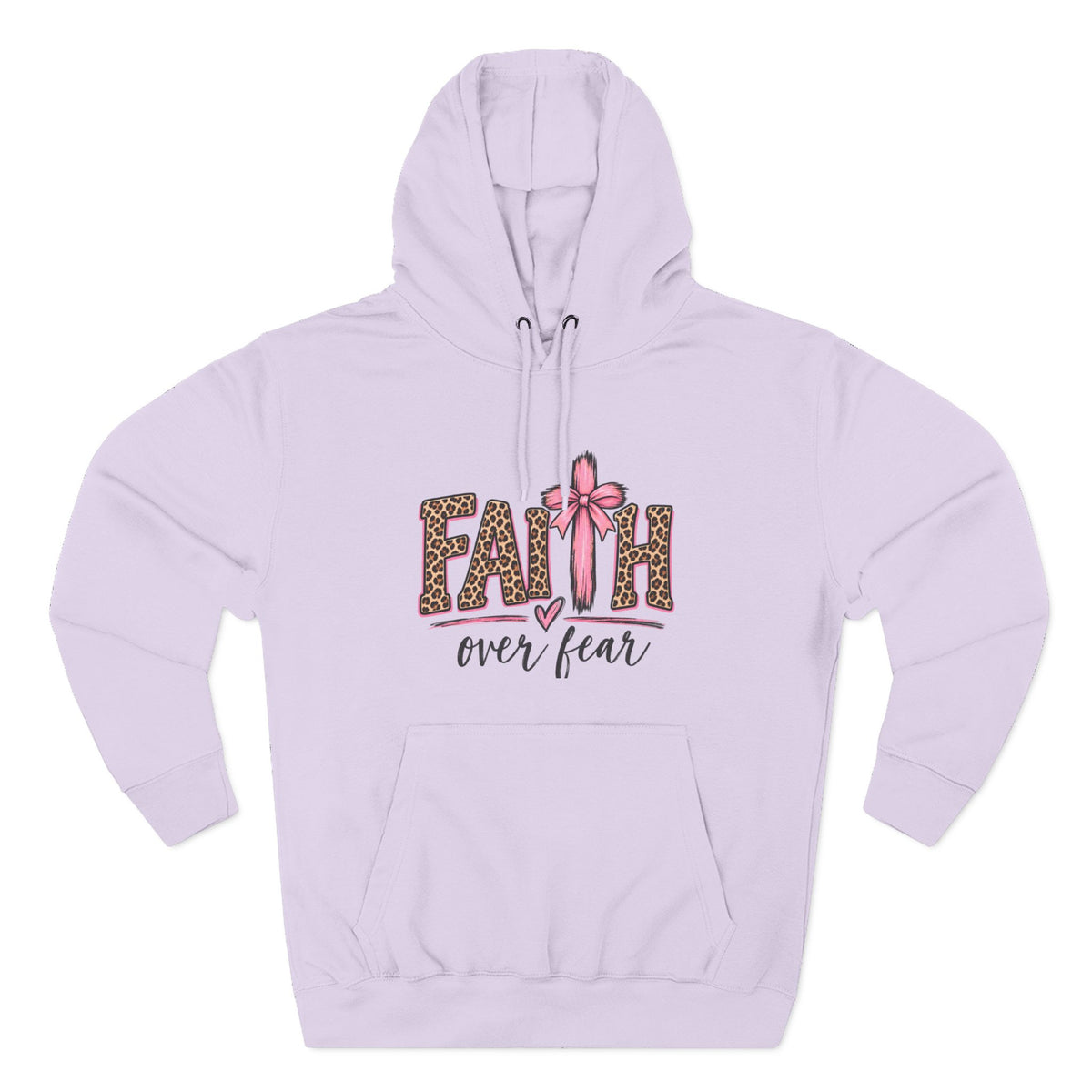 Faith Over Fear Hoodie — Leopard Print Ribbon Christian Pullover