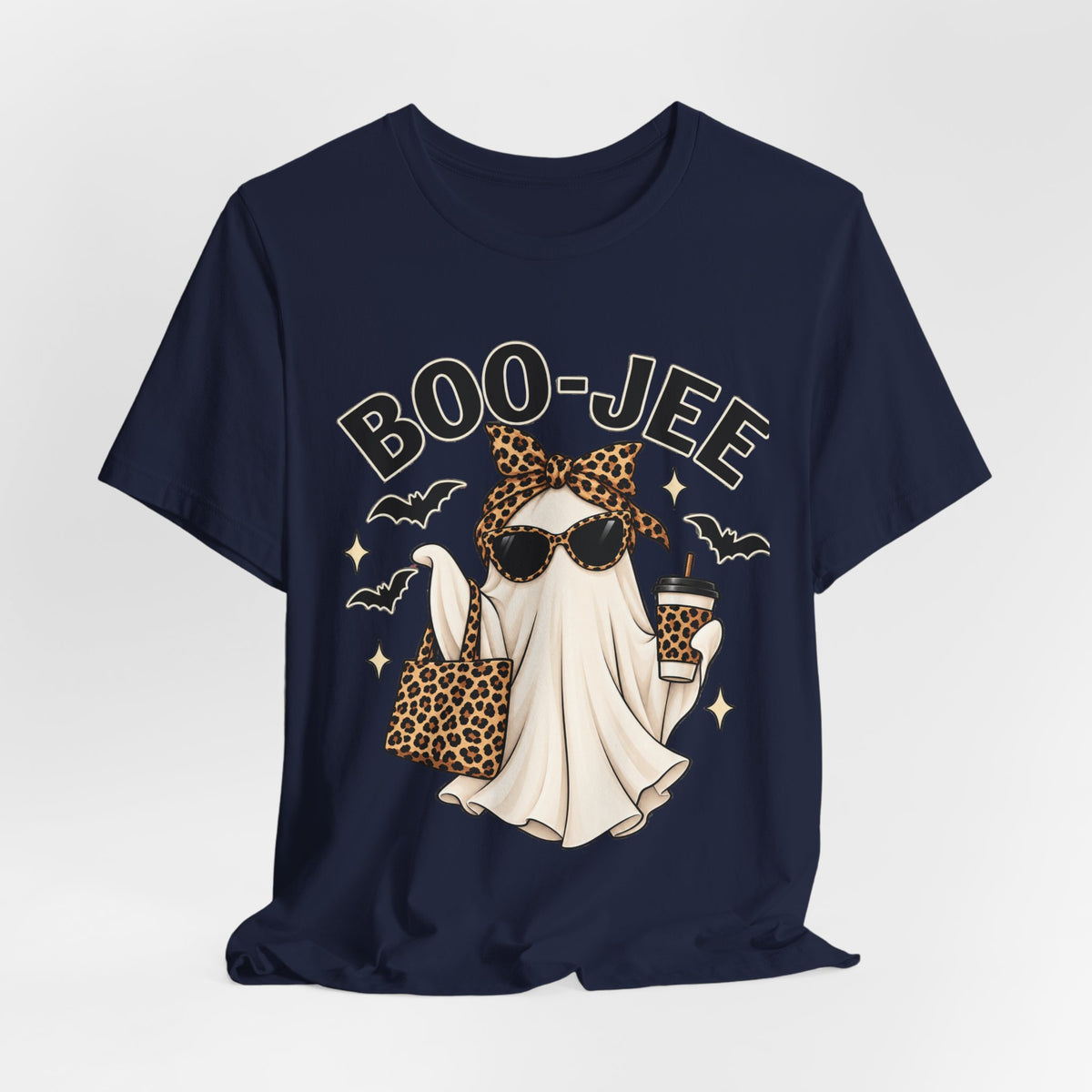 Boo-Jee Ghost Leopard Print Halloween Tee